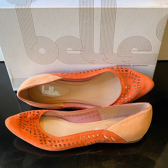 Belle by Sigerson Morrison Vibrant Orange Flats - Picture 1 of 4